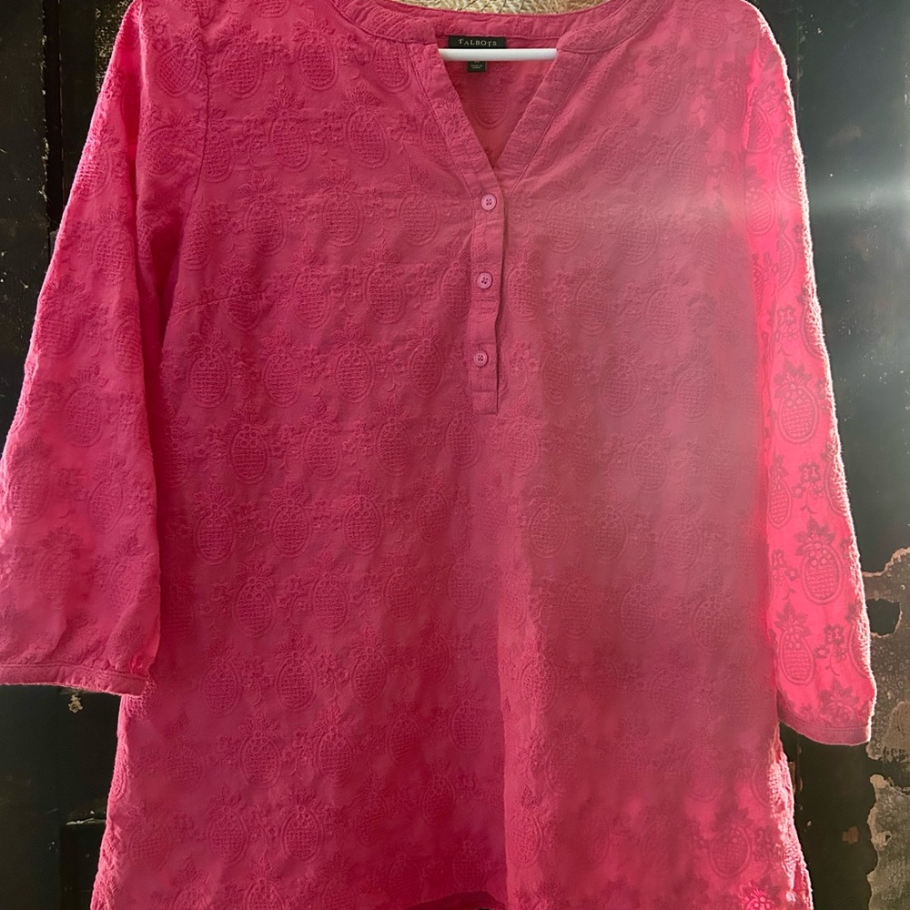 Talbots Vibrant Pink Textured Tunic